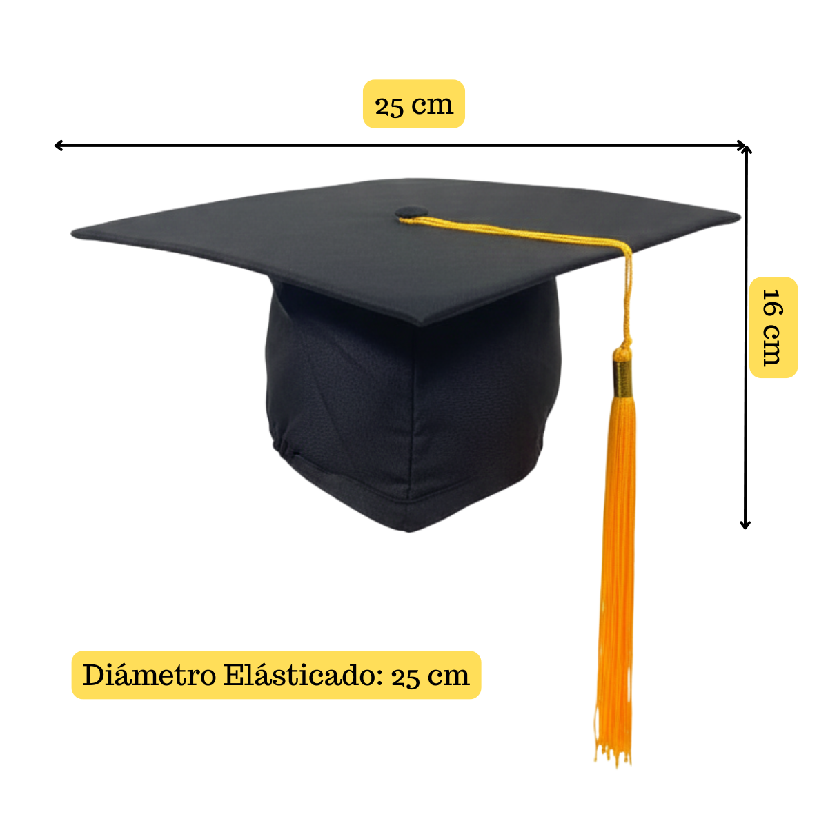 Birrete Juvenil Adulto Negro Graduación-5