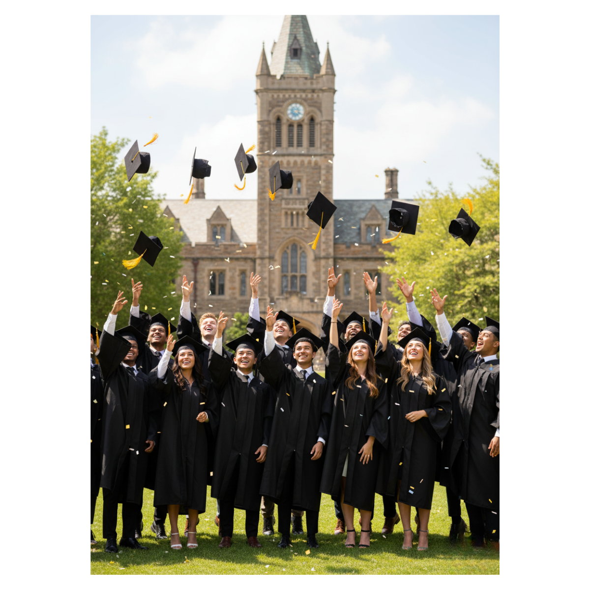 Birrete Juvenil Adulto Negro Graduación-6