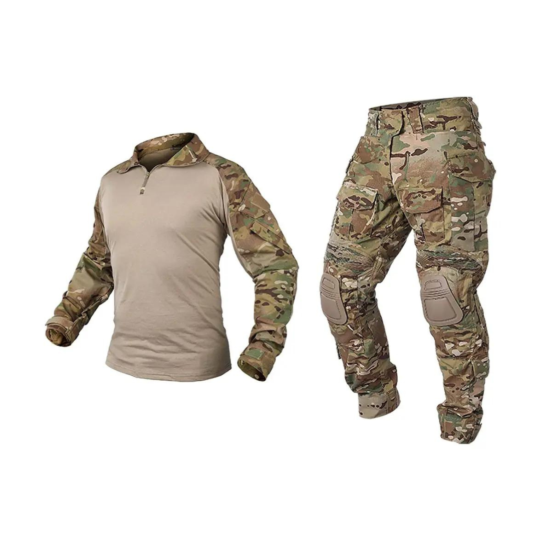 Conjunto Completo Militar Tactico Polera + Pantalon + Rodilleras M -0