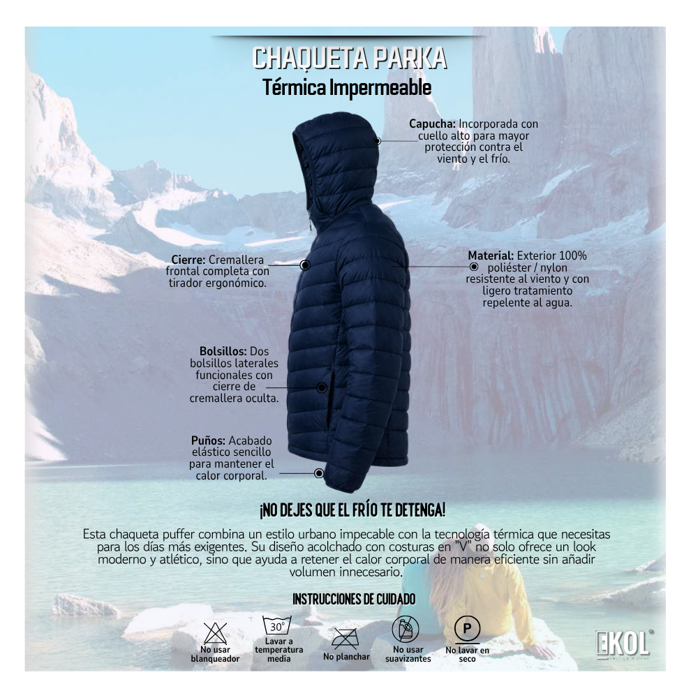 Chaqueta Parka Térmica Azul Comodidad y Calce Perfecto-4