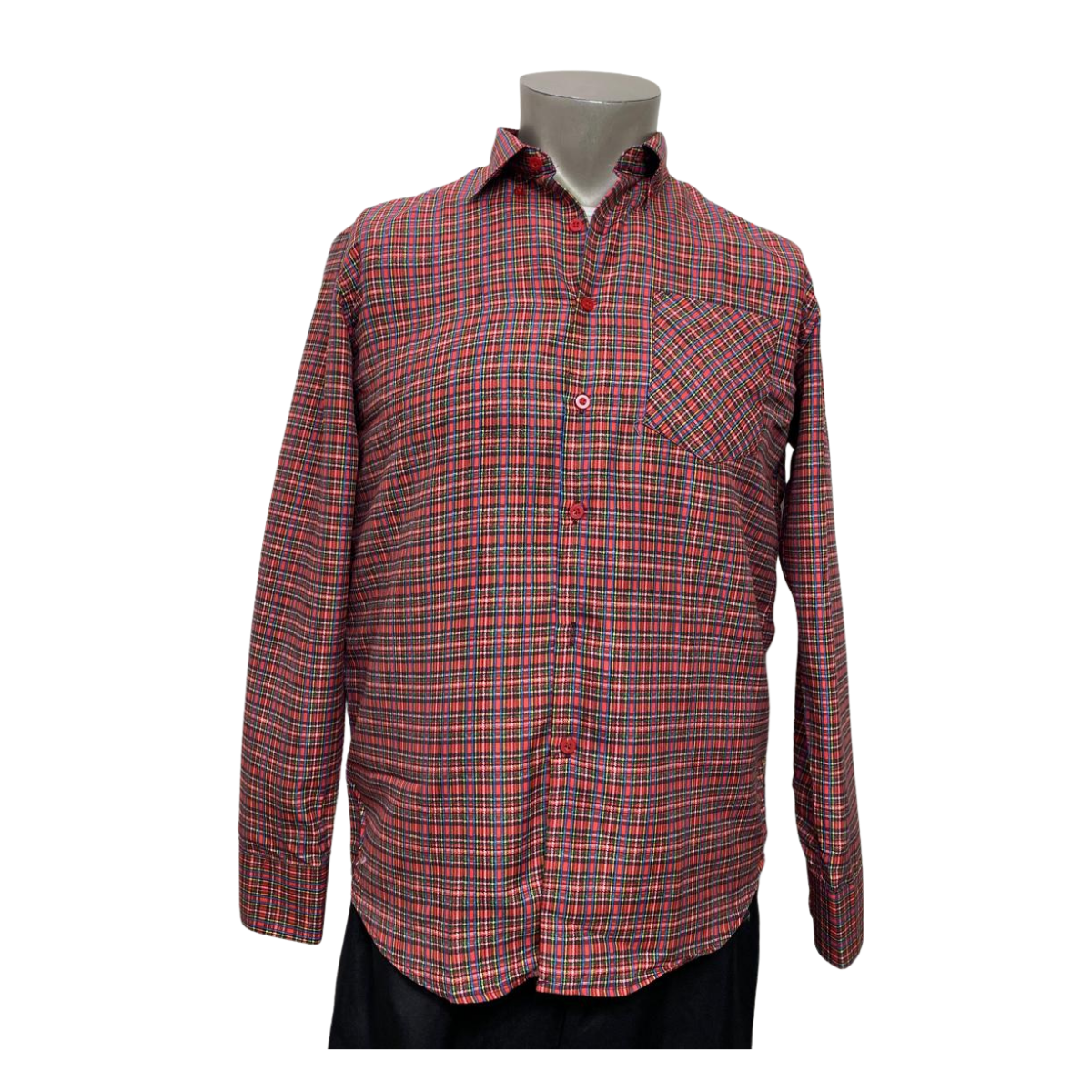 Camisa Cuadrille Para Traje Huaso Hombre Fiestas Patrias Rojo Negro-2