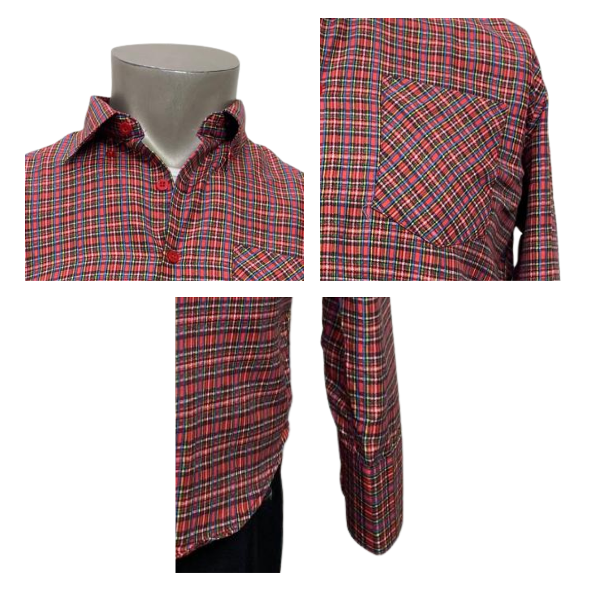 Camisa Cuadrille Para Traje Huaso Hombre Fiestas Patrias Rojo Negro-3
