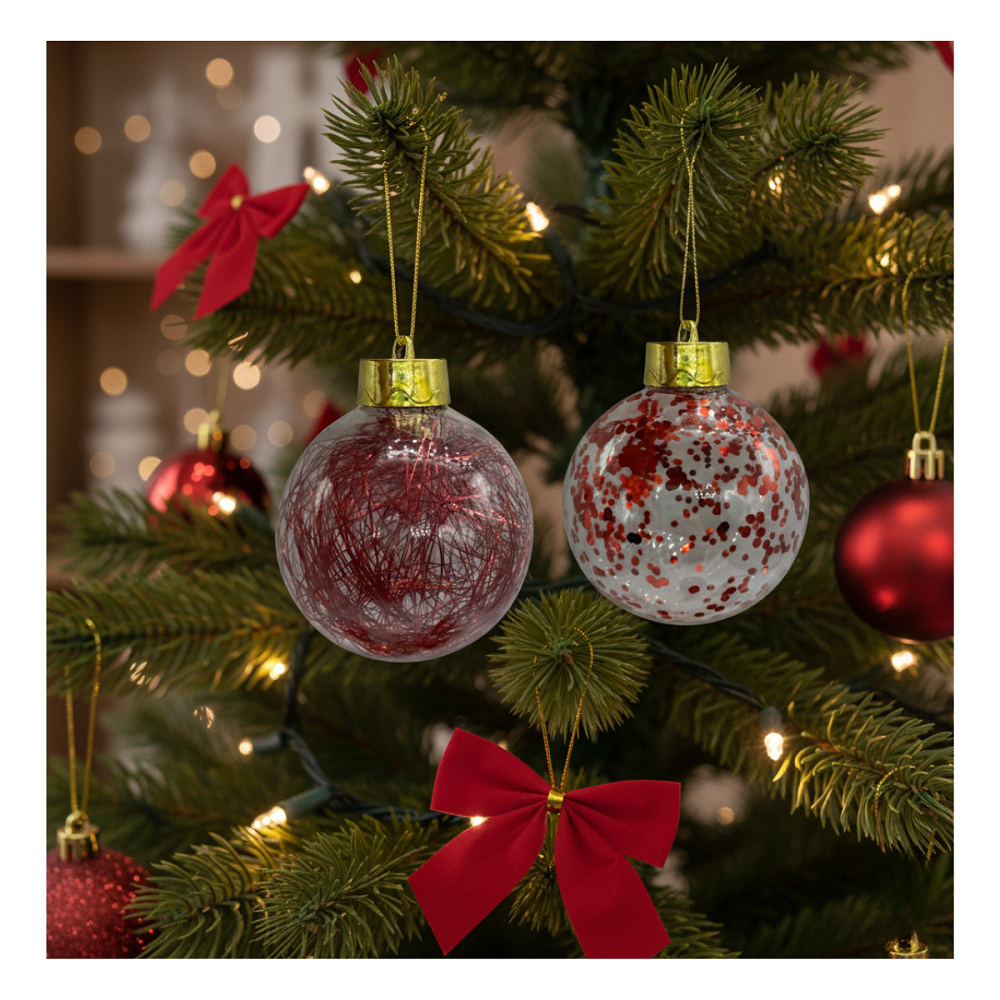 6 Bambalinas 8cm Transparentes Decoración Arbol Adornos Navidad 2025-5