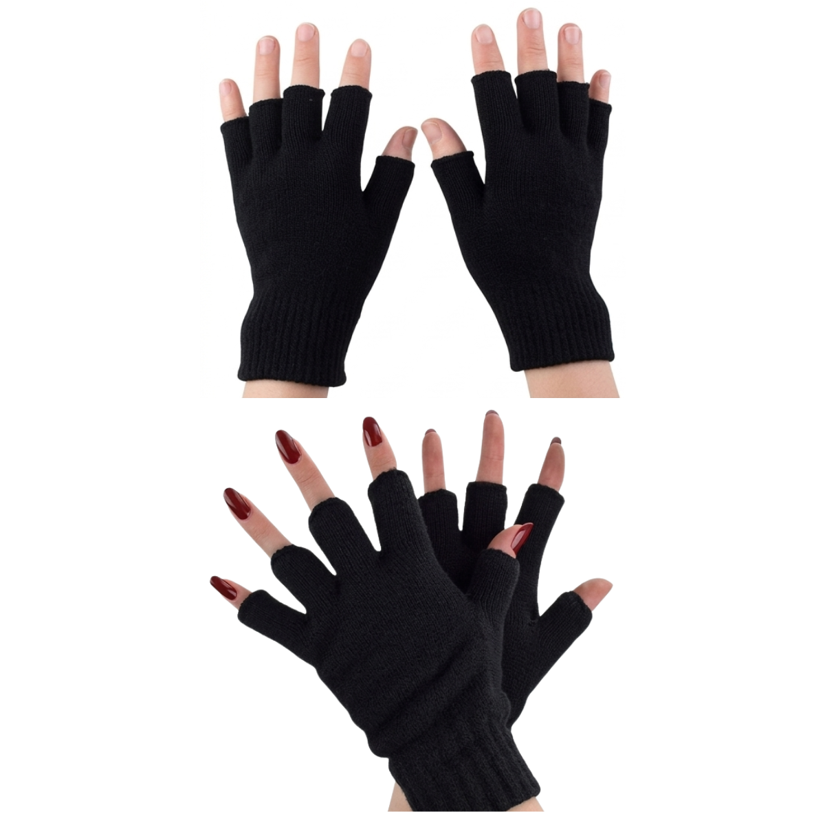 Pack 3 Pares de Guantes de Lana sin Dedos: Térmicos, Táctiles y Transpirables para Invierno-3