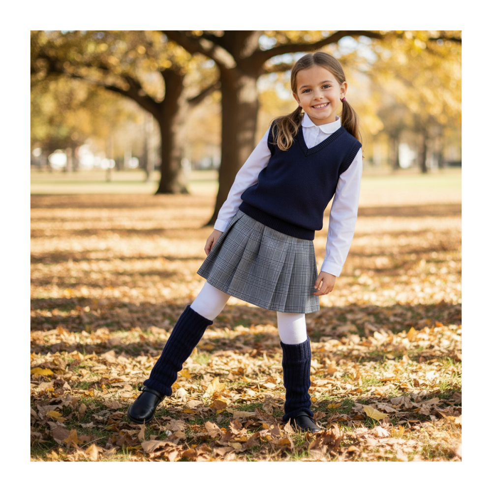 Pack 3 Polainas de Lana para Niñas - Azul Clásico - Talle Único-3