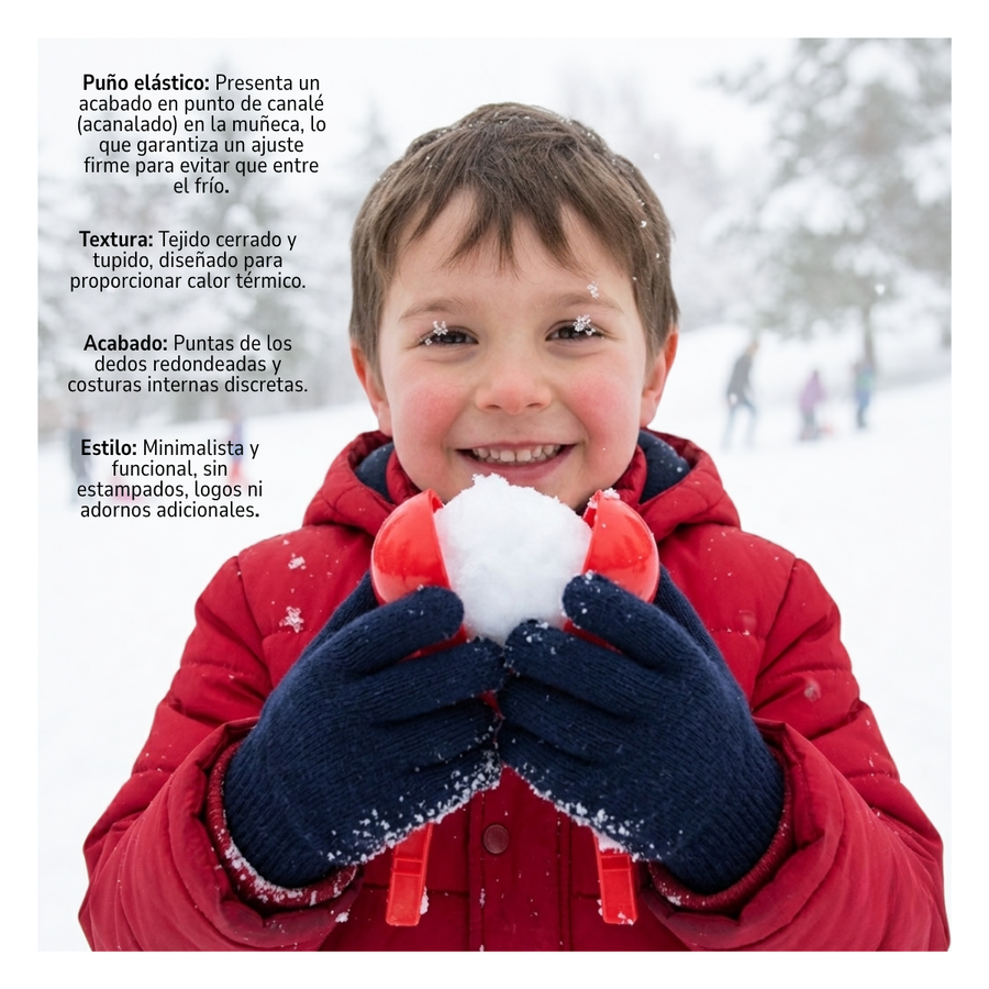 Pack 12 Guantes De Lana Térmicos Para Niños - Invierno Suave Color Azul Marino-3