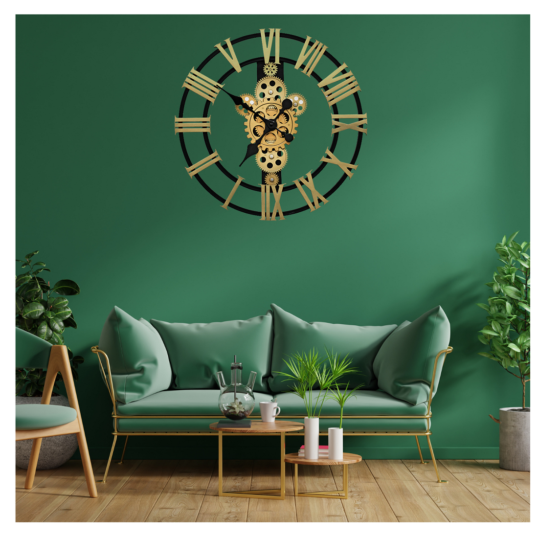Reloj De Pared Números Romanos Espalda Abierta Elegante-4