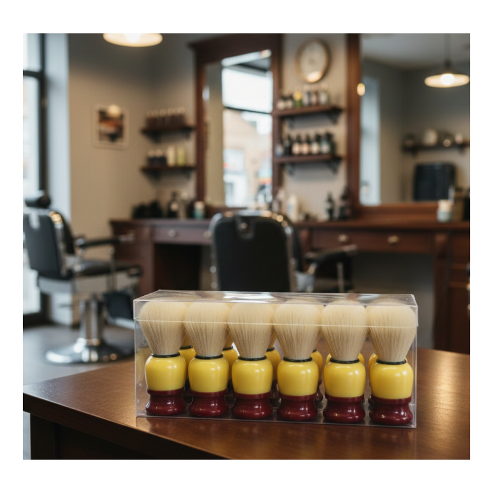 Pack 12 Brochas Hisopo De Madera Para Barba - Peluquería Barbería-4