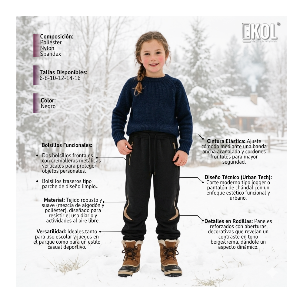 Pantalón Softshell Jogger Niña Urban Tech - Reforzado Con Bolsillos-4