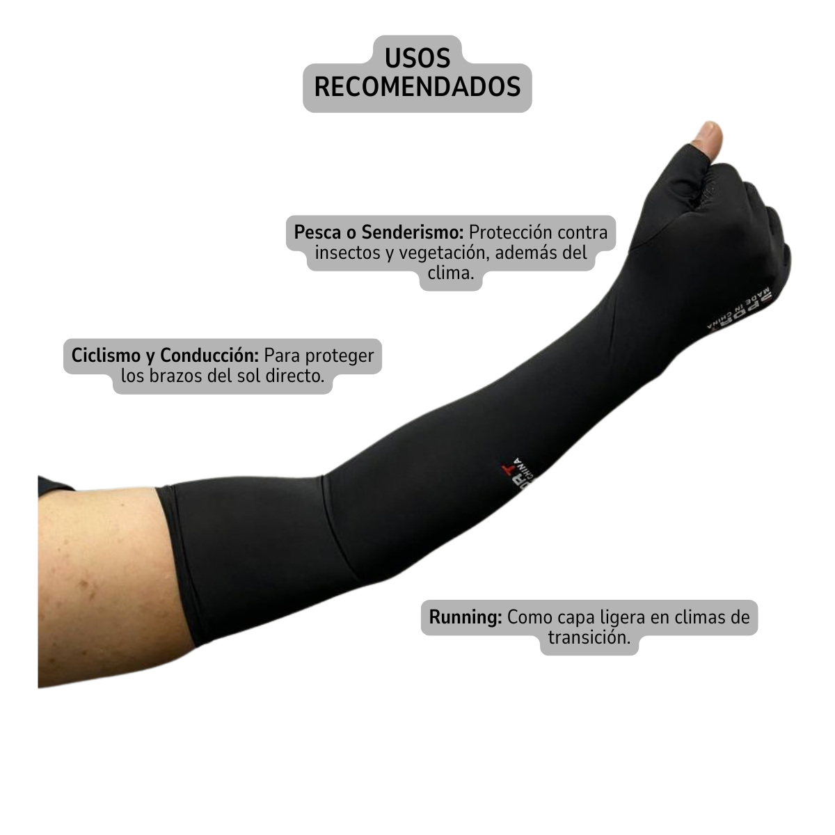 Mangas Compresión Brazo Camuflaje UV Invierno Talla Única Color Negro-5