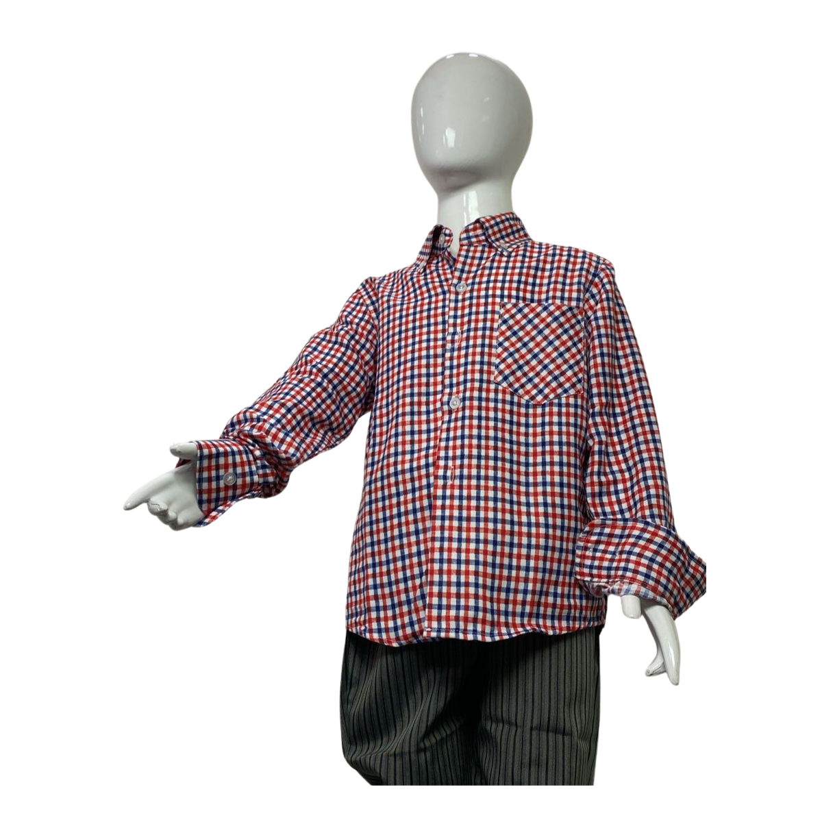 Camisa Cuadrille Para Traje Huaso Niño Y Juvenil Cuadrille Tricolor-3