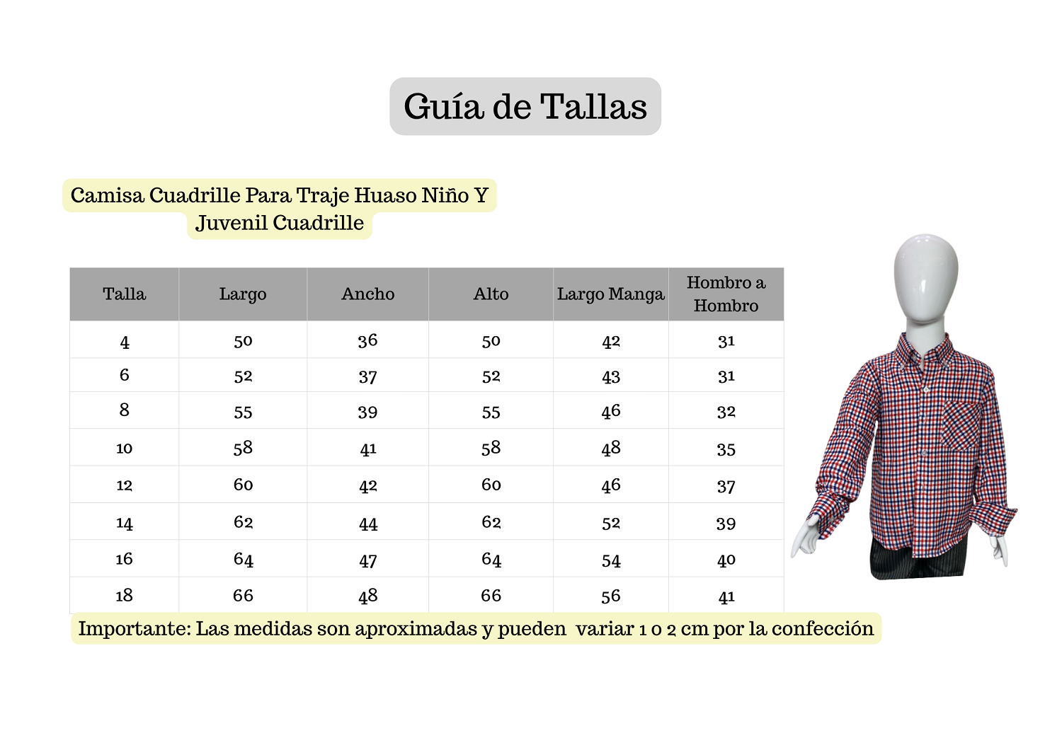 Camisa Cuadrille Para Traje Huaso Niño Y Juvenil Cuadrille Tricolor-4