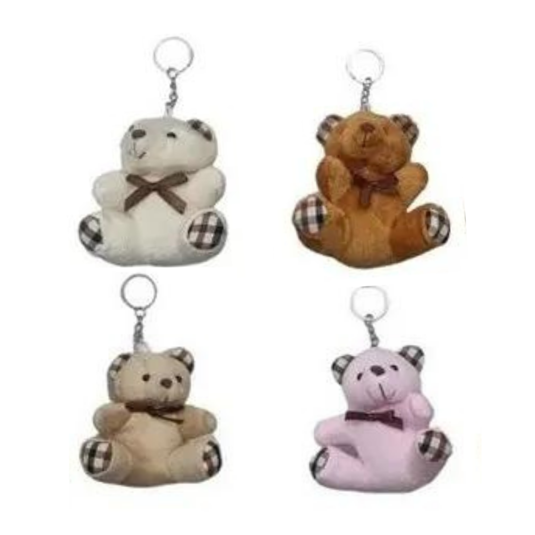 Llavero Colgante De Peluche Oso Felpa Lazo-4