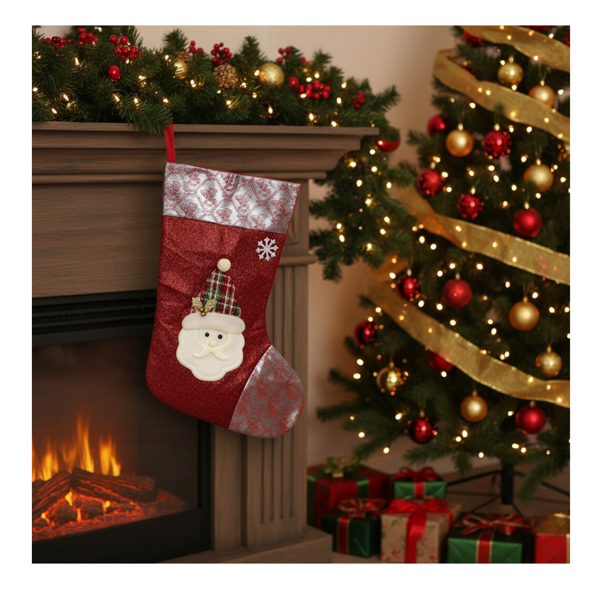 Bota Navideña Viejito Pascuero Grande Modelo 2 Navidad Decoración-0