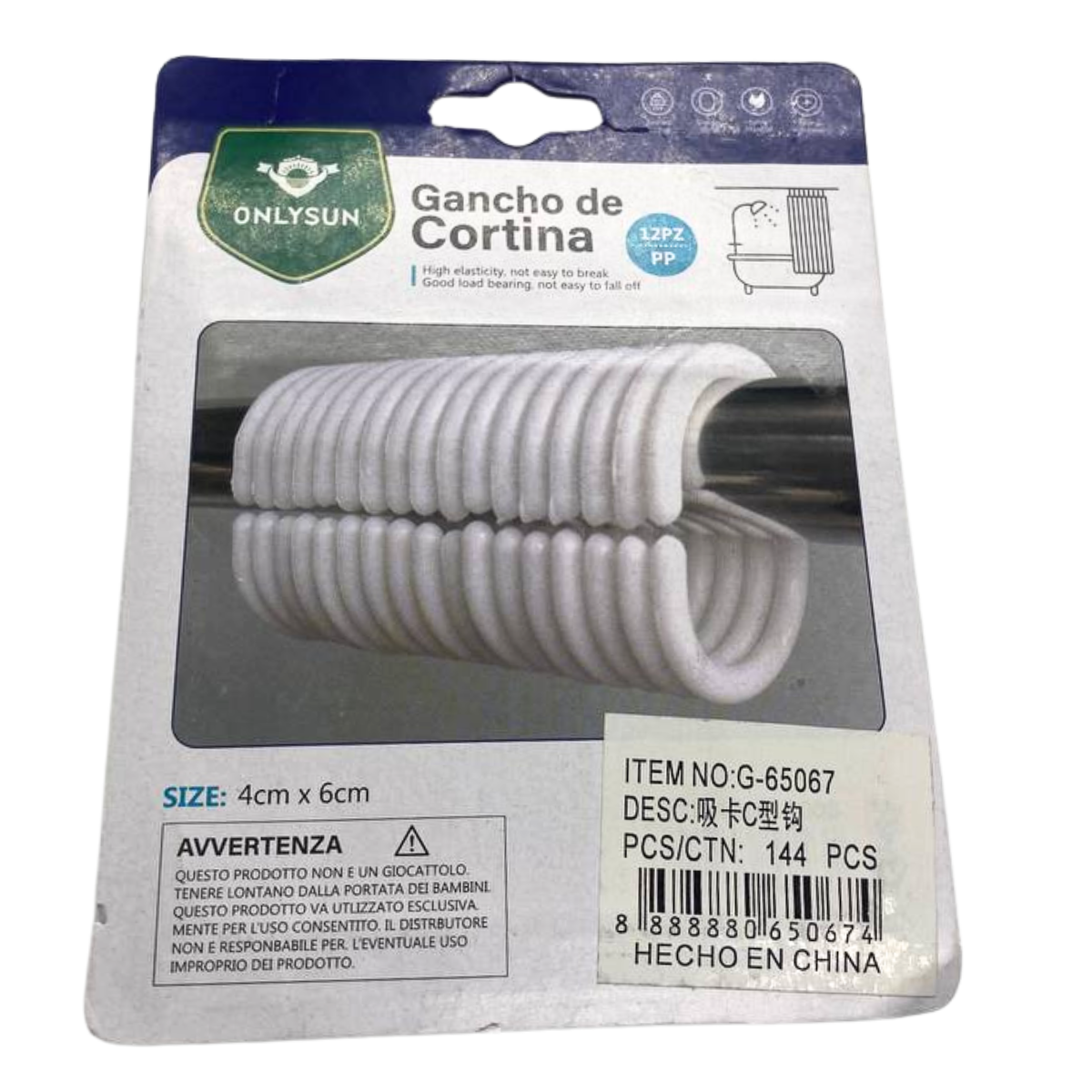 Set De 12 Ganchos Para Cortina De Baño Blanco-2