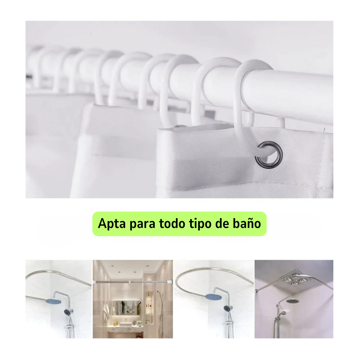 Set De 12 Ganchos Para Cortina De Baño Blanco-5