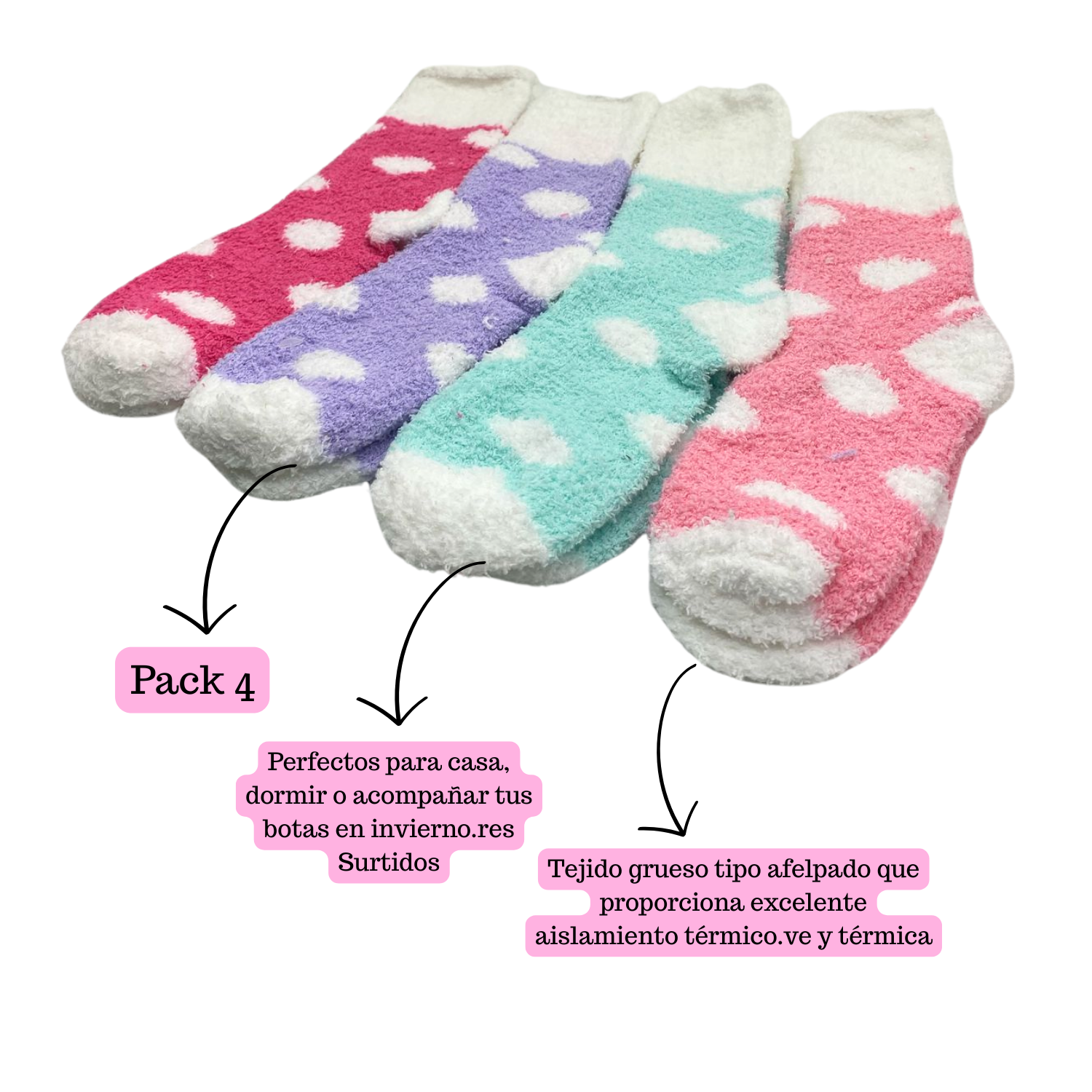 Pack De 4 Pares Calcetines Largos De Mujer Térmicos Surtidos-1