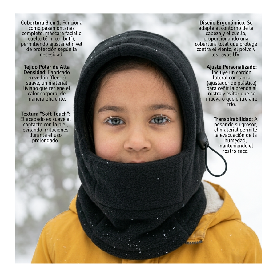 Gorro Pasamontañas De Polar Ajustable Para Niños Niñas Invierno-2