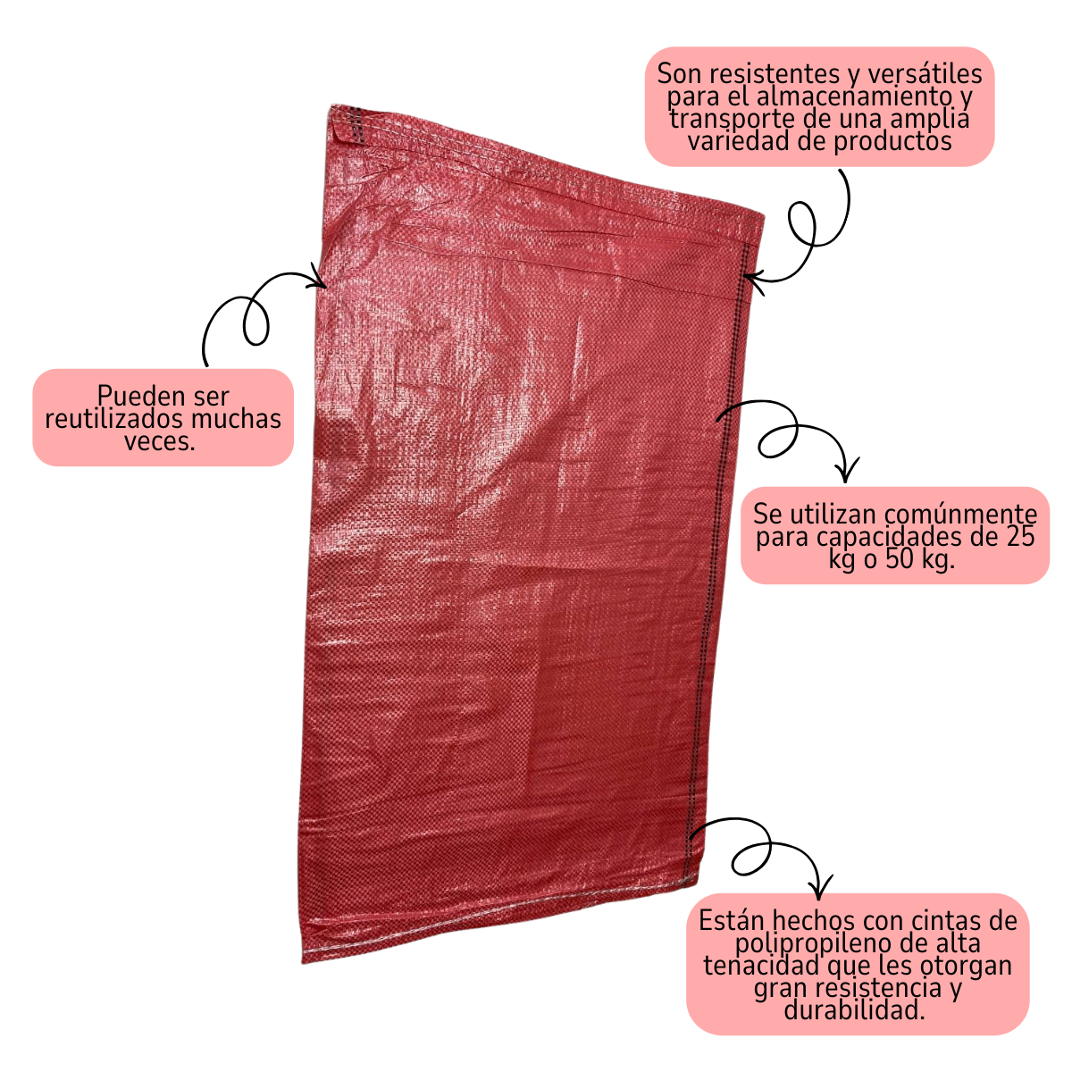 Pack 50 Unidades Sacos Grandes Vacíos Para 35kg Excelente Calidad y Resistencia-6