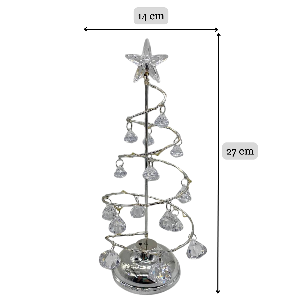 Árbol Navidad Led 27 Cm Metal Tradicional Con Adornos Navidad 2025-4