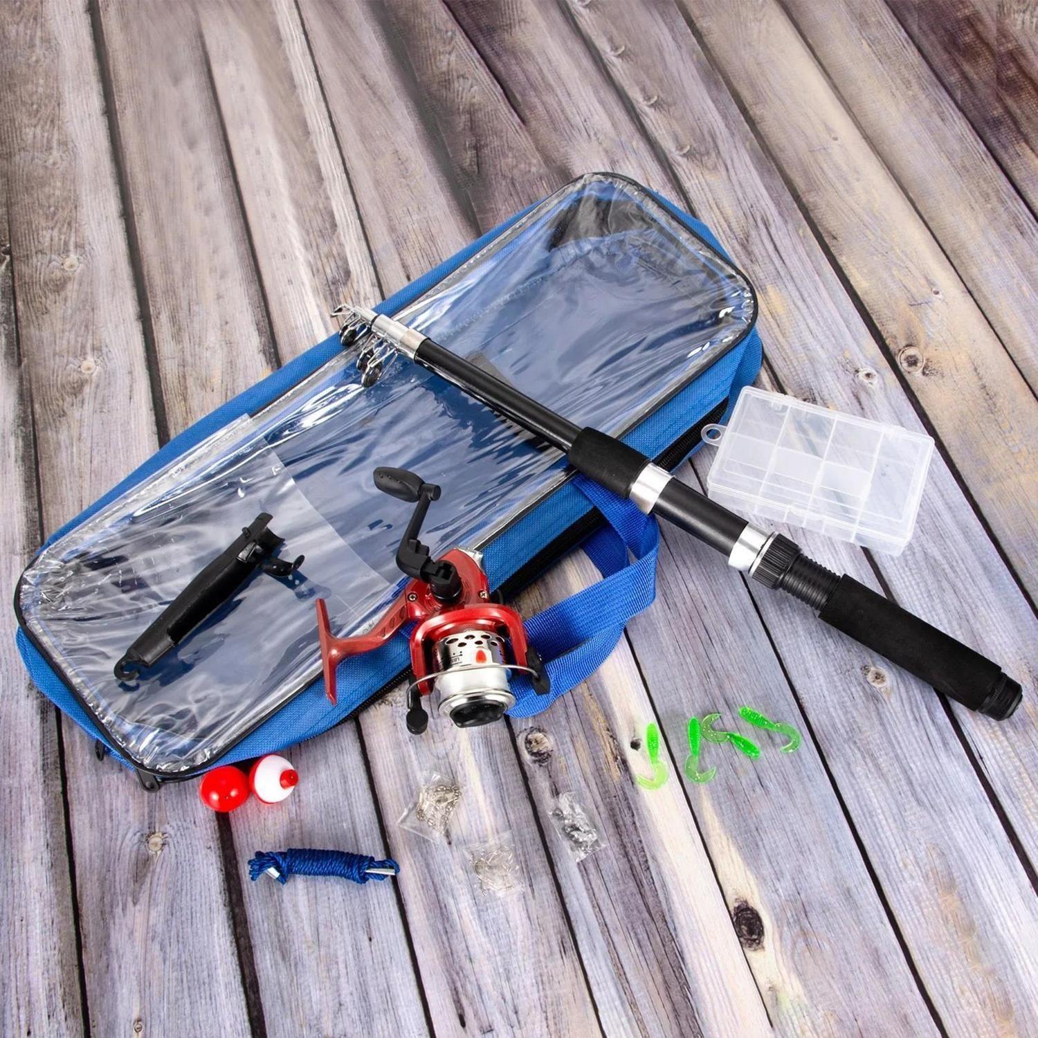 Set Pesca Caña De Pescar Telescópica Mosquero Carrete Pesca-3