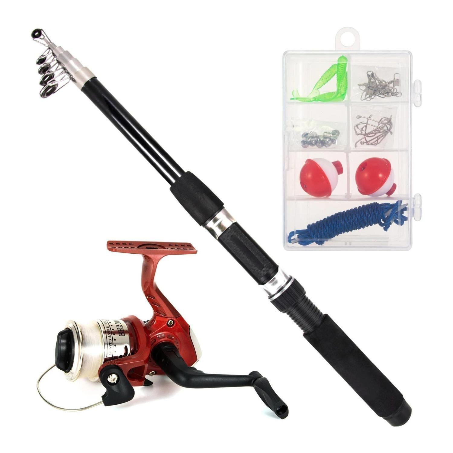 Set Pesca Caña De Pescar Telescópica Mosquero Carrete Pesca-5