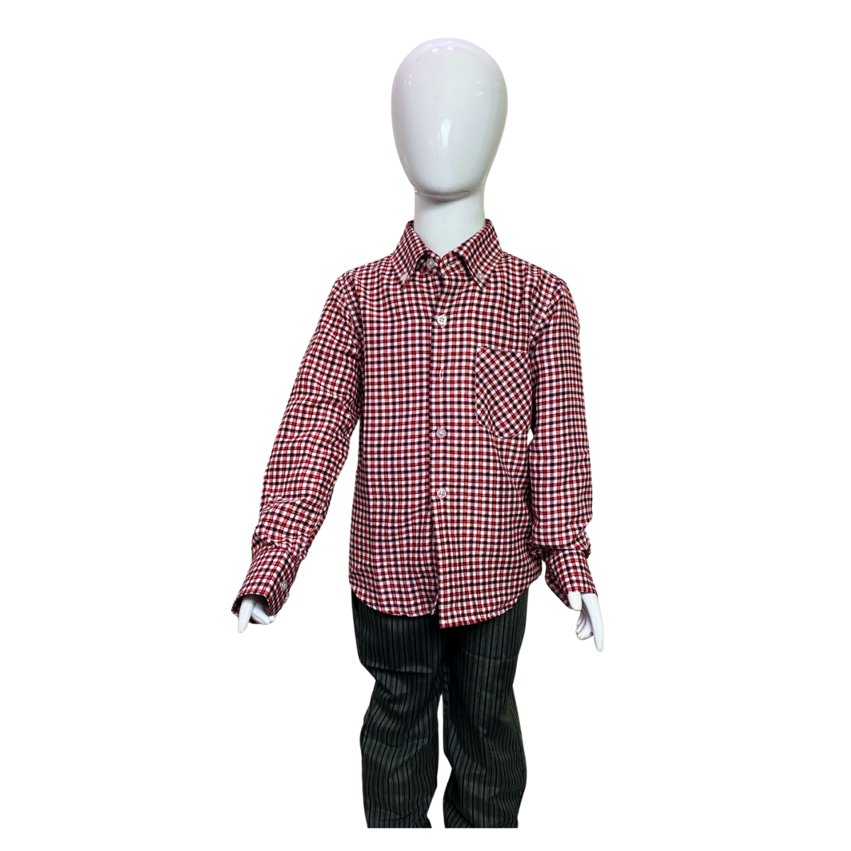 Camisa Cuadrille Para Traje Huaso Niño Y Juvenil Blanco Rojo-3