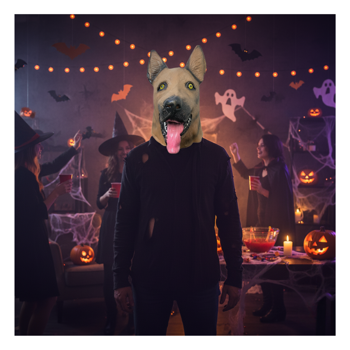Máscara De Látex Diseño De Cabeza Perrito Halloween 2025-5