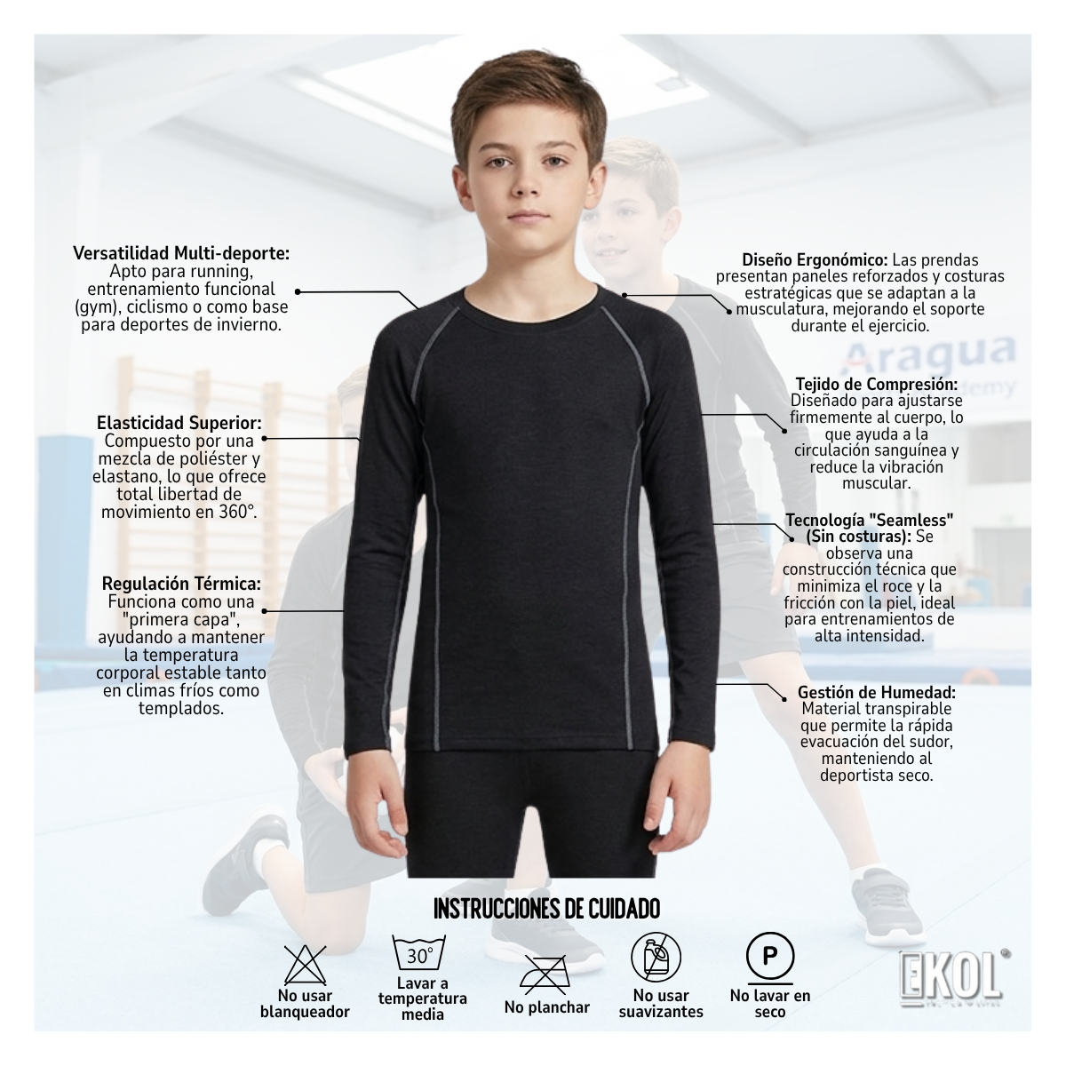 Polera Primera Capa Térmica Algodón Infantil Niños Juvenil-3