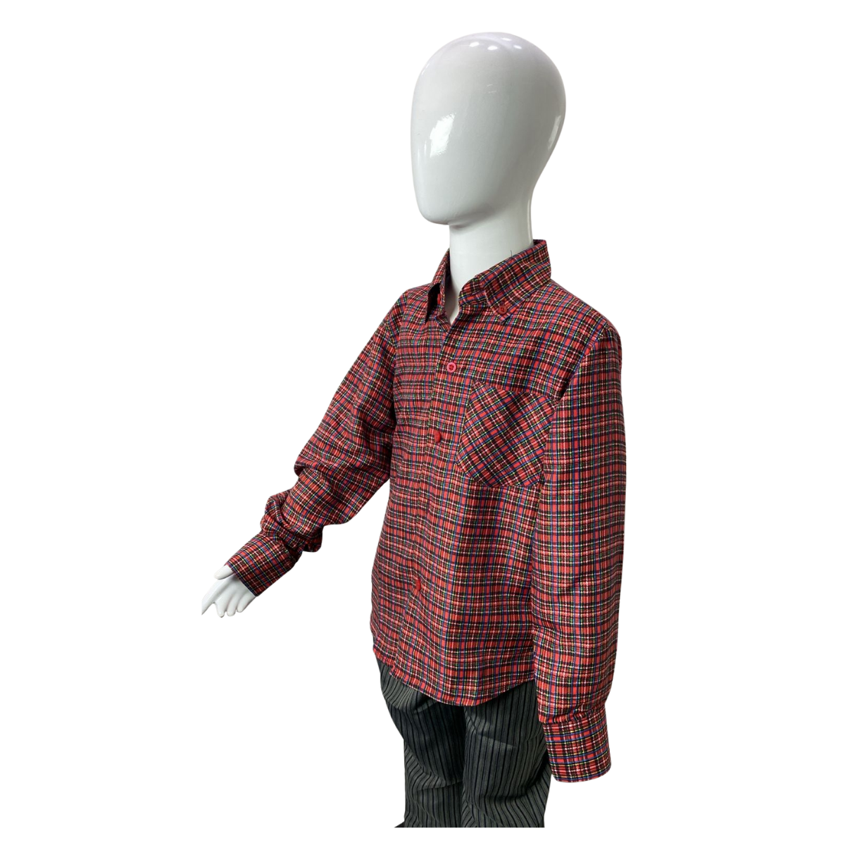 Camisa Cuadrille Para Traje Huaso Niño Y Juvenil Rojo Negro-2