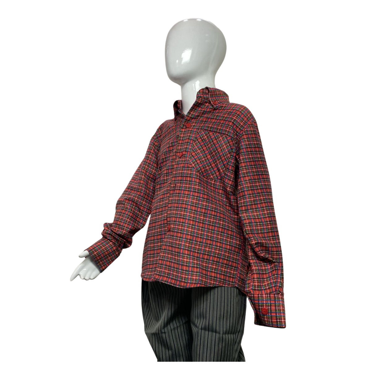 Camisa Cuadrille Para Traje Huaso Niño Y Juvenil Rojo Negro-3