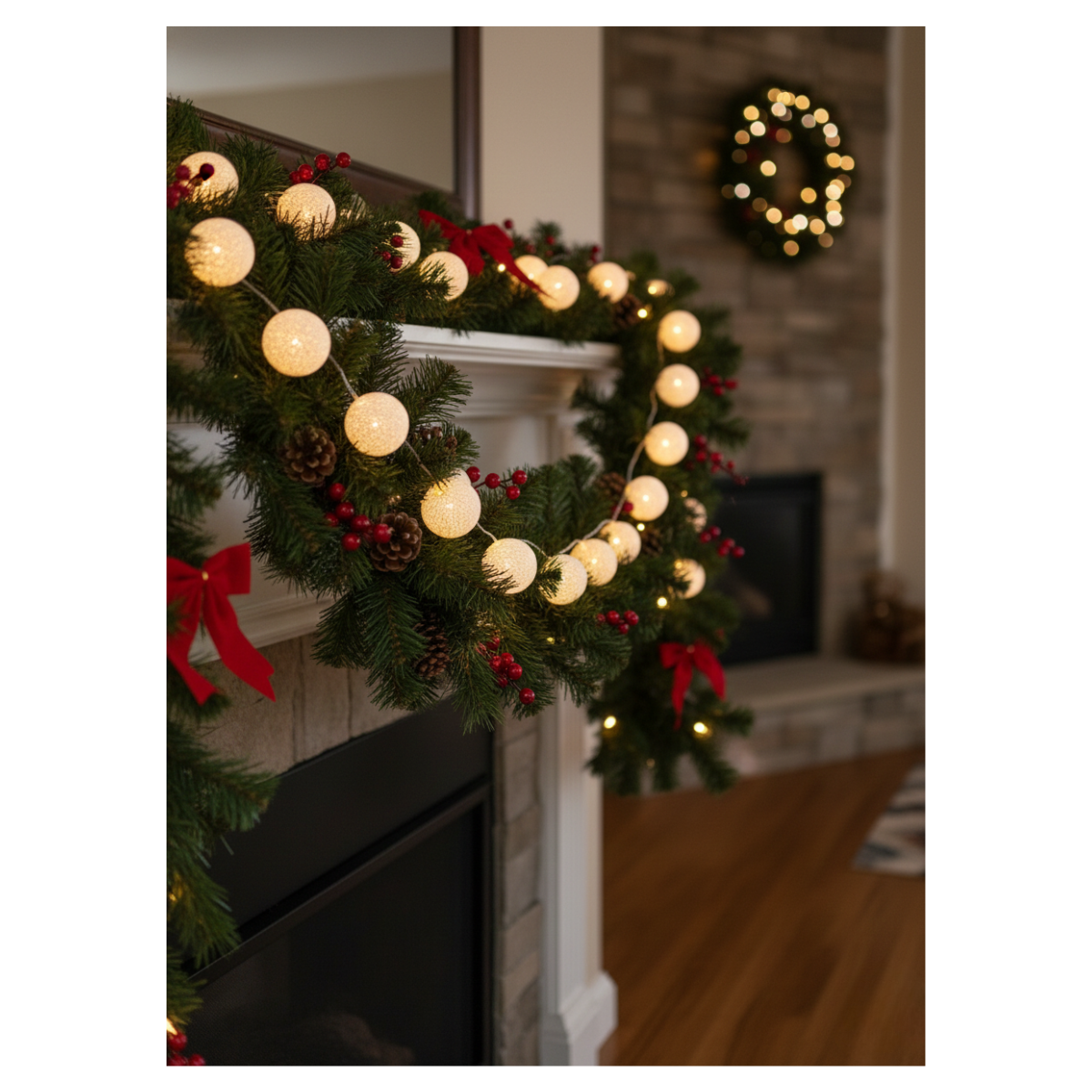 Pack 10 Bolas Con Luces Blanca Decoración Navidad 2025-5