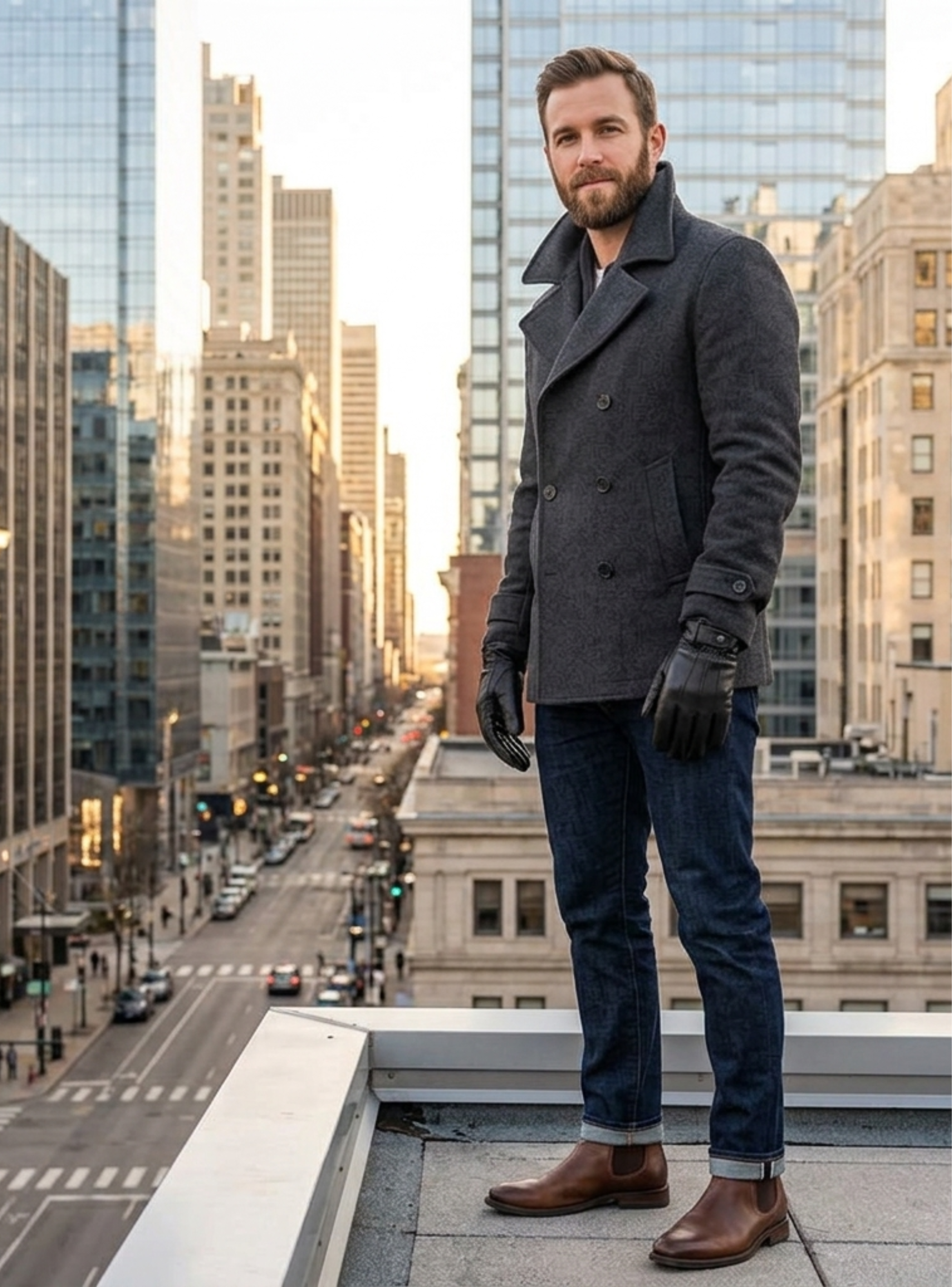 Guantes De Cuero Con Ajuste De Botón Y Elástico Clásicos Elegantes Para Hombre Invierno-0