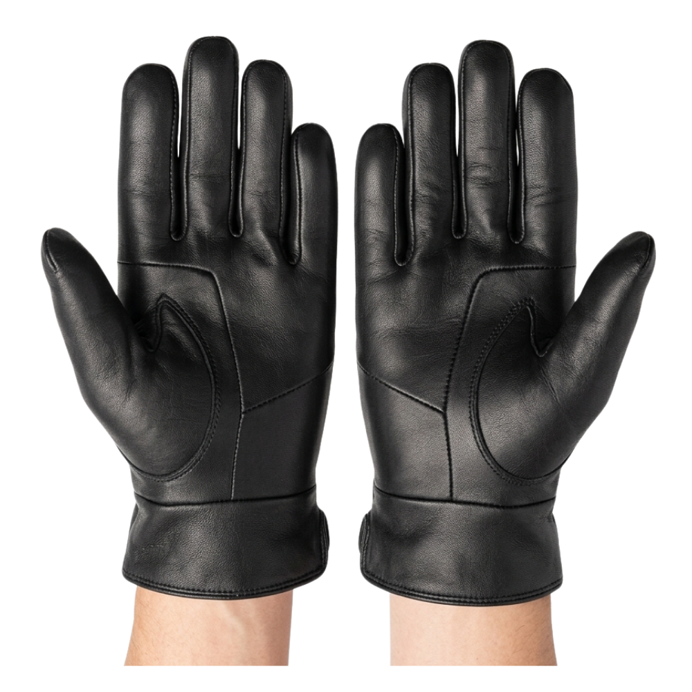 Guantes De Cuero Con Ajuste De Botón Y Elástico Clásicos Elegantes Para Hombre Invierno-3