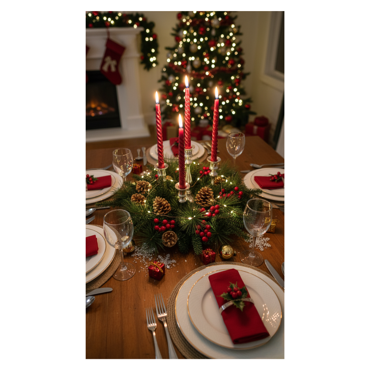 Pack De 4 Velas Decoración Navidad 25cm Navidad 2025-4