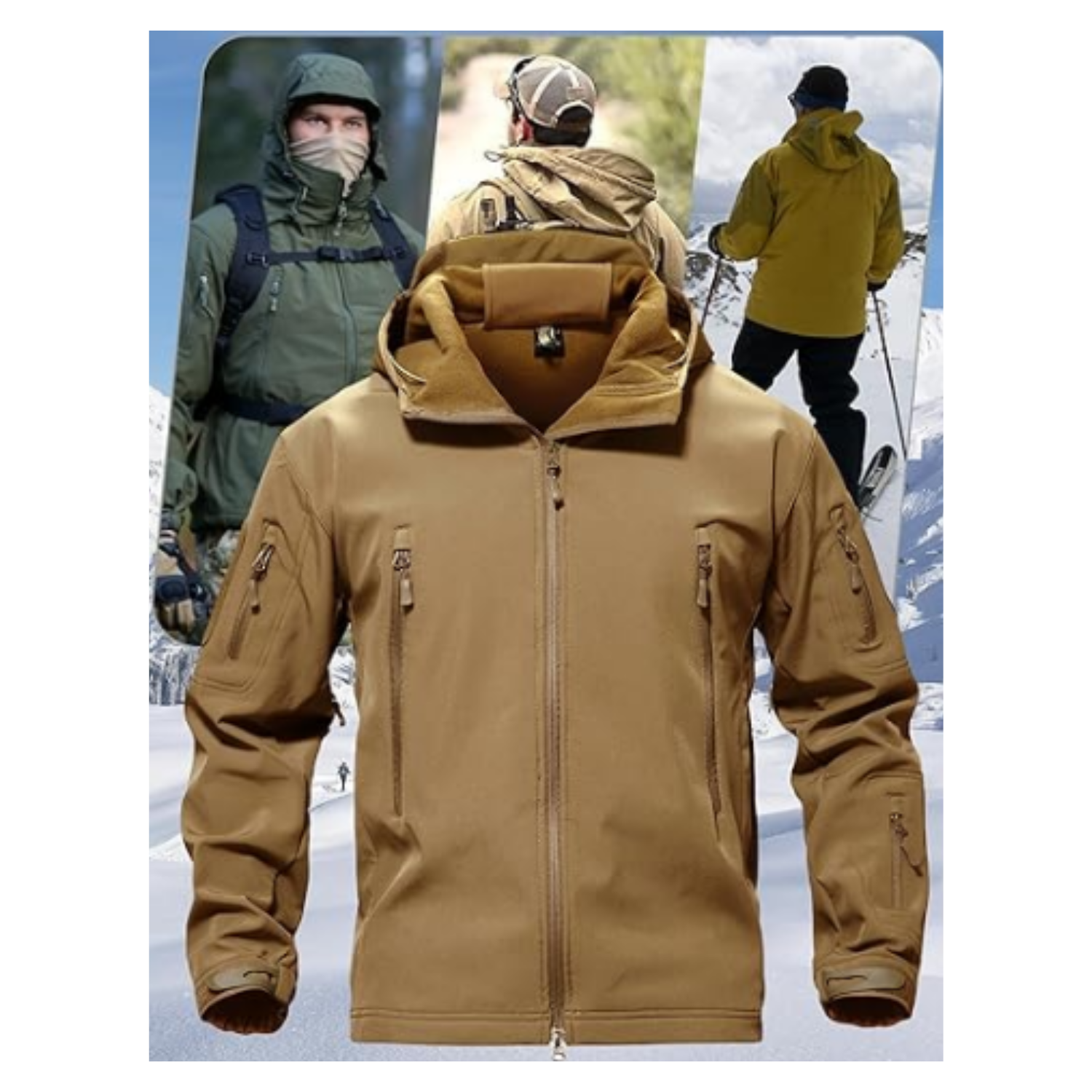Chaqueta Softshell Tactica Militar Con Capucha Impermeable-3