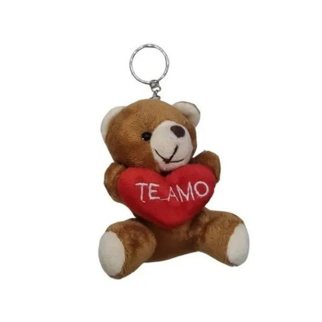 Llavero Colgante De Peluche Oso Felpa Con Corazón Te Amo-3
