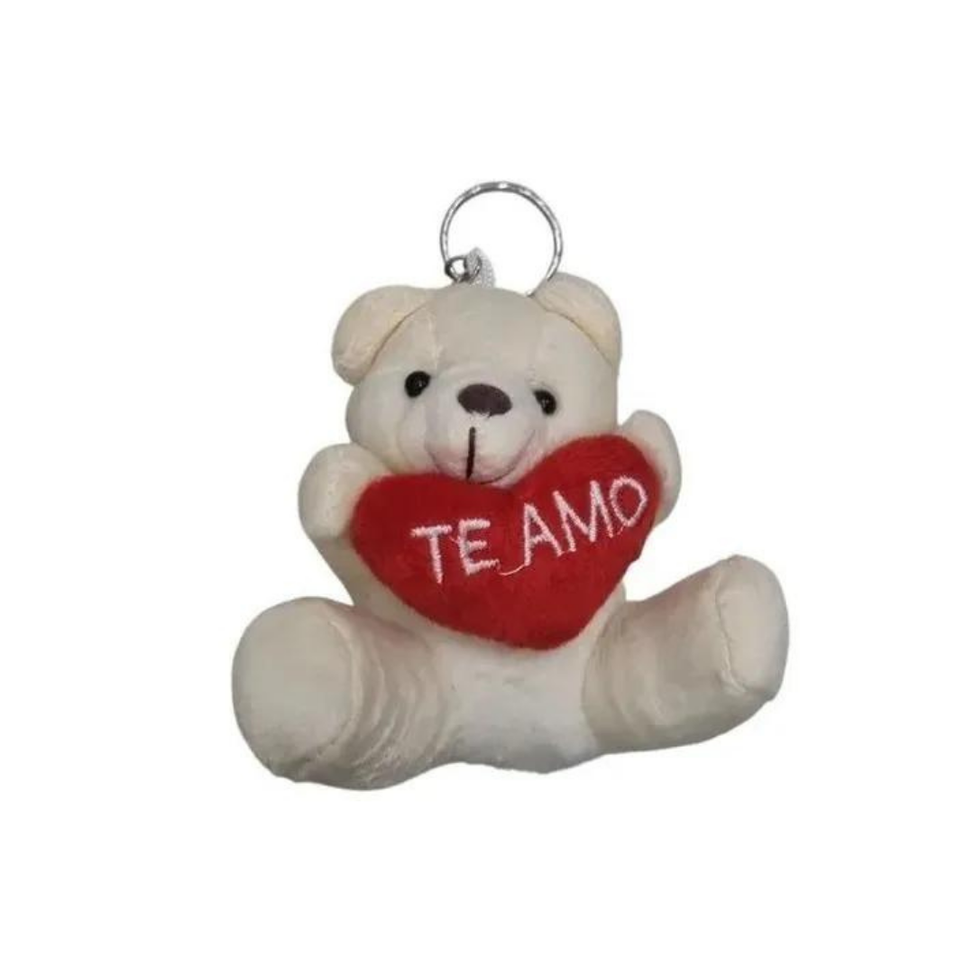 Llavero Colgante De Peluche Oso Felpa Con Corazón Te Amo-2