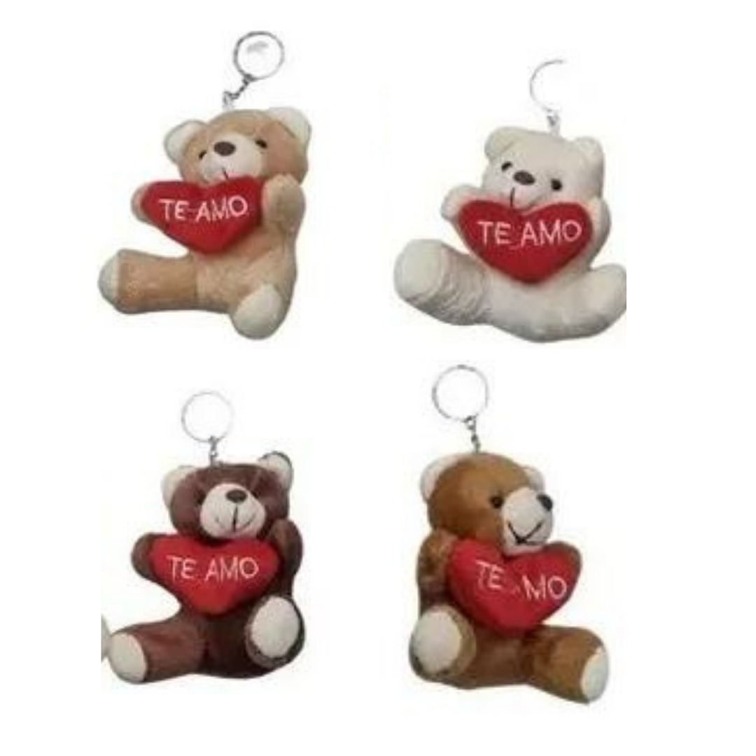 Llavero Colgante De Peluche Oso Felpa Con Corazón Te Amo-4