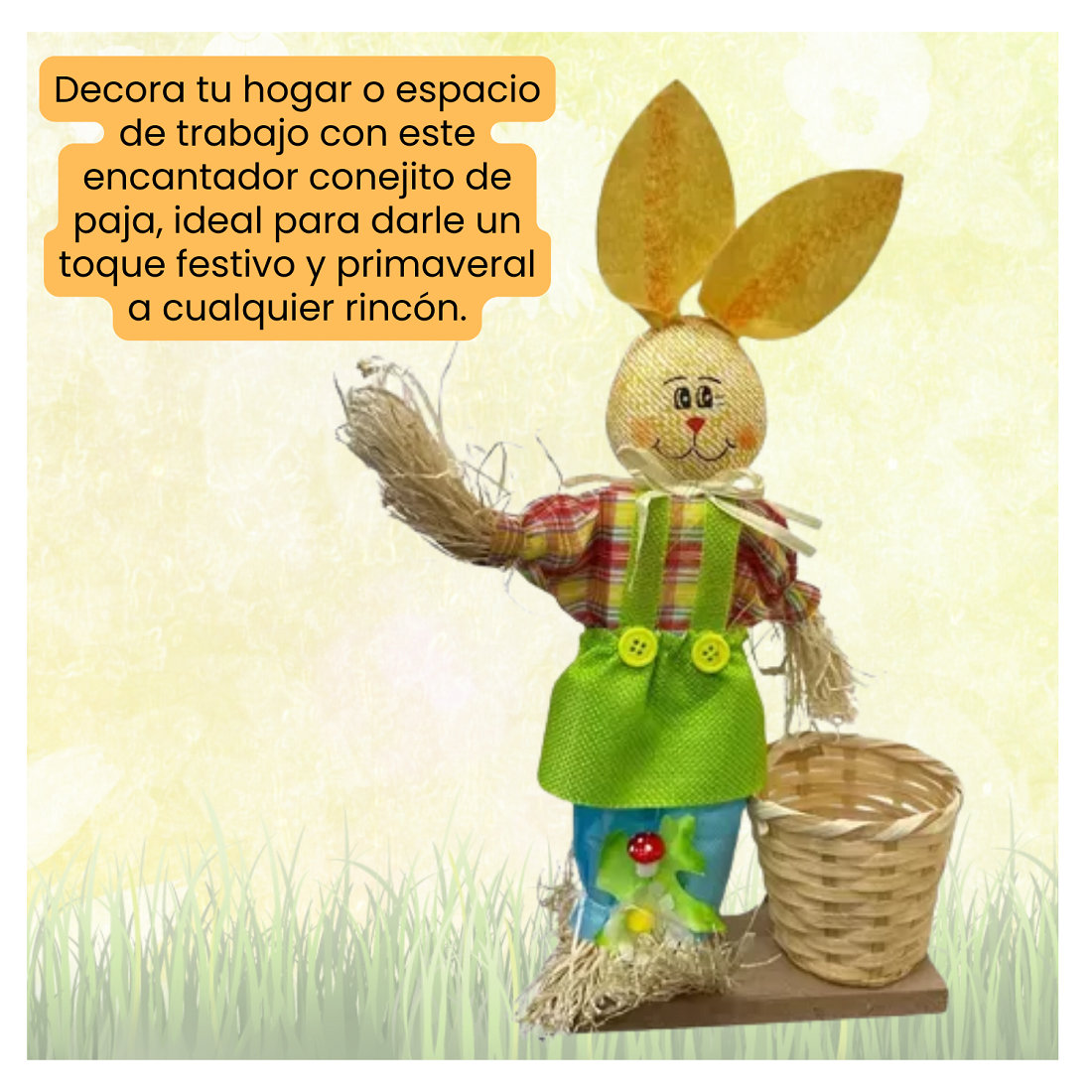 Estatuilla Conejito De Paja Ornamento Pascua Escritorio-2