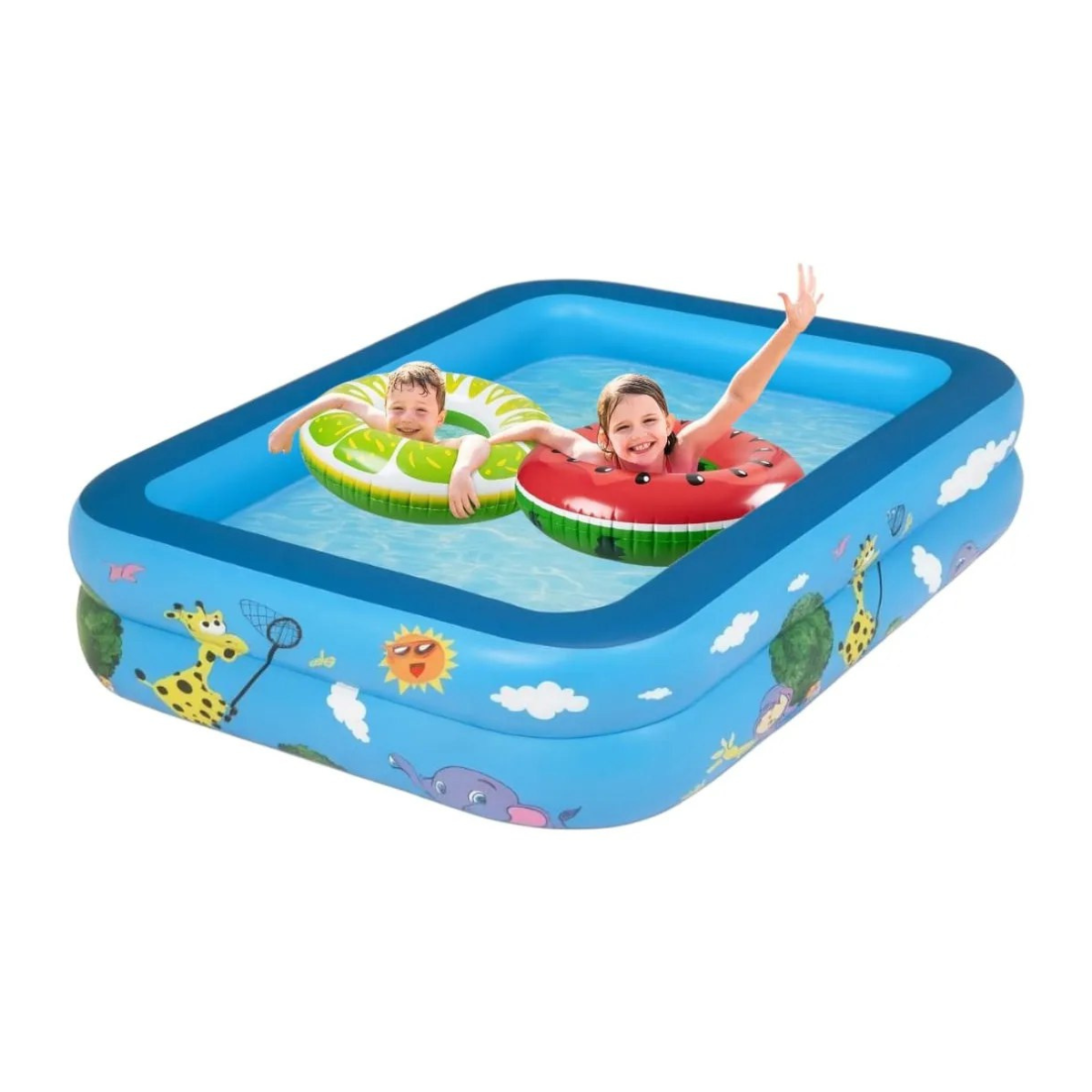 Piscina Inflable Rectangular Acolchada Pequeña Niños Verano-4