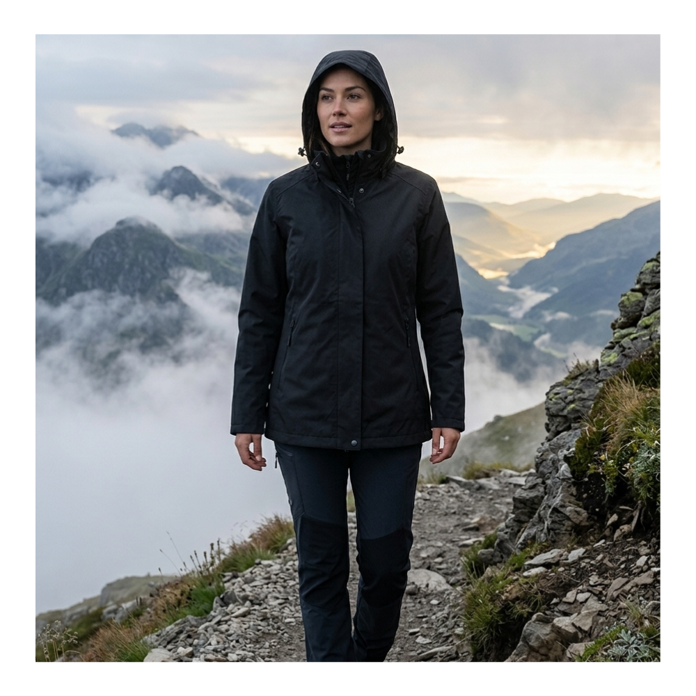 Chaqueta Cortaviento Mujer con Capucha Ajustable y Cuello Alto-7
