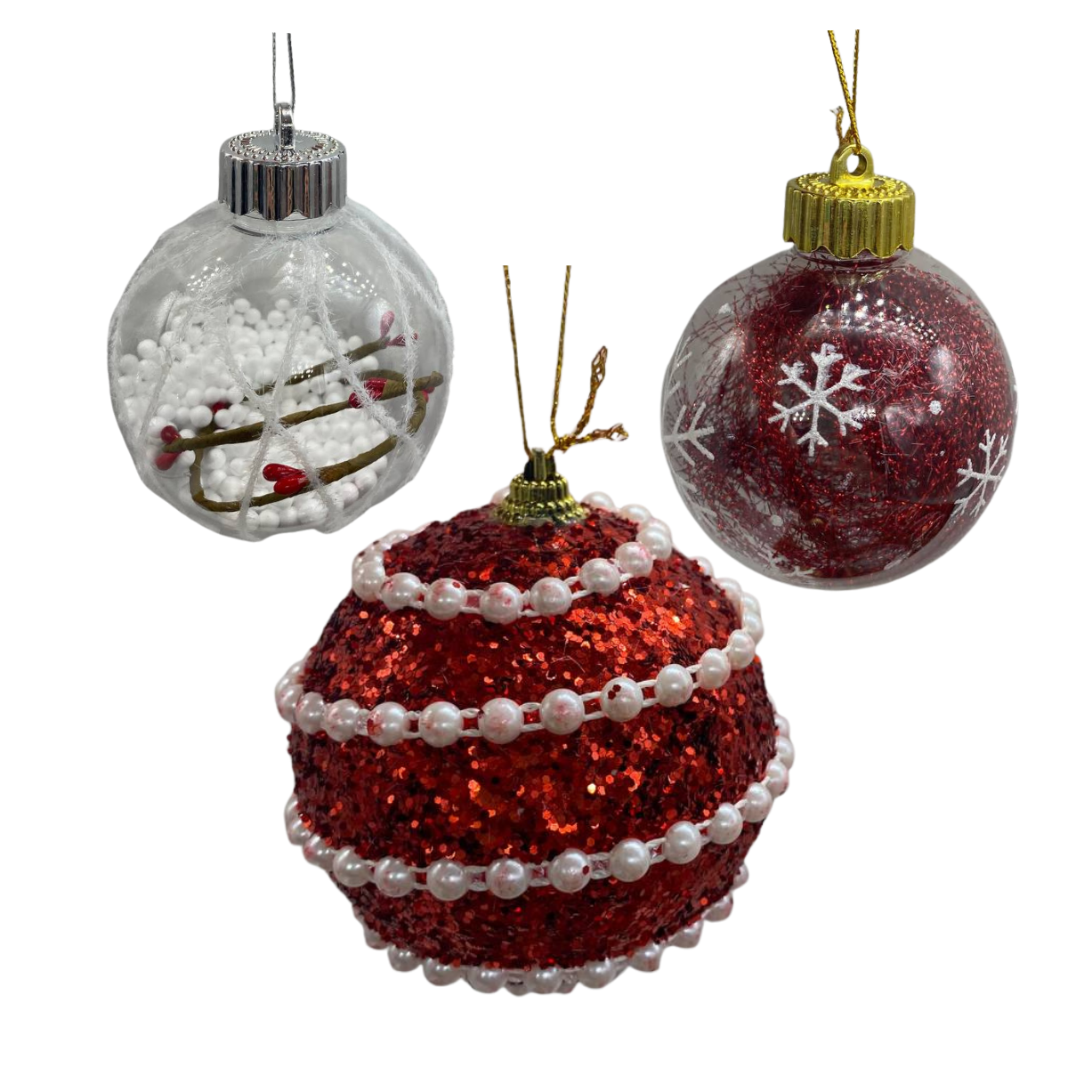 Set 9 Esferas Navideñas Bambalinas Decoracion 8cm Navidad 2025-3