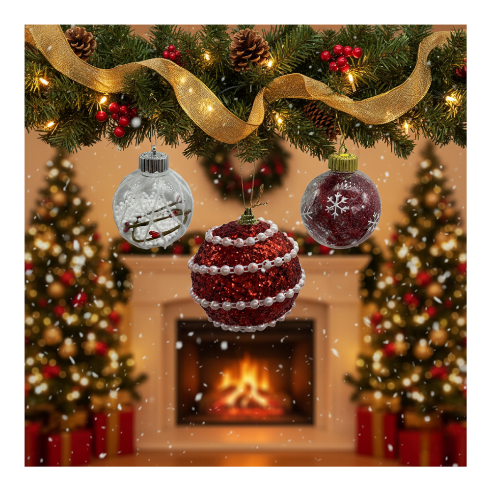 Set 9 Esferas Navideñas Bambalinas Decoracion 8cm Navidad 2025-4