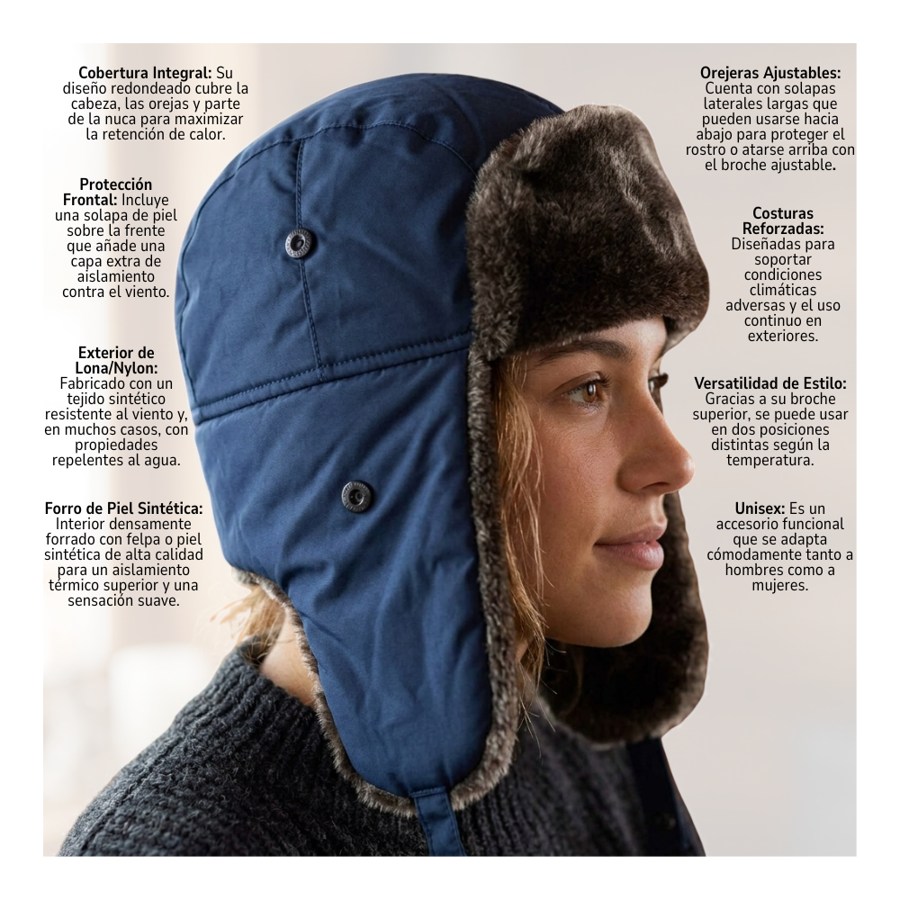 Gorro Ruso Unisex De Lona Parka Calido Termico-4