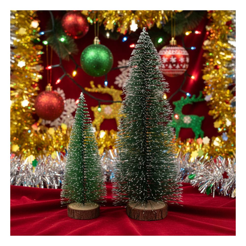Pack 2 Minis Árbol De Navidad Cedro Verde Para Escritorio Navidad 2025-4