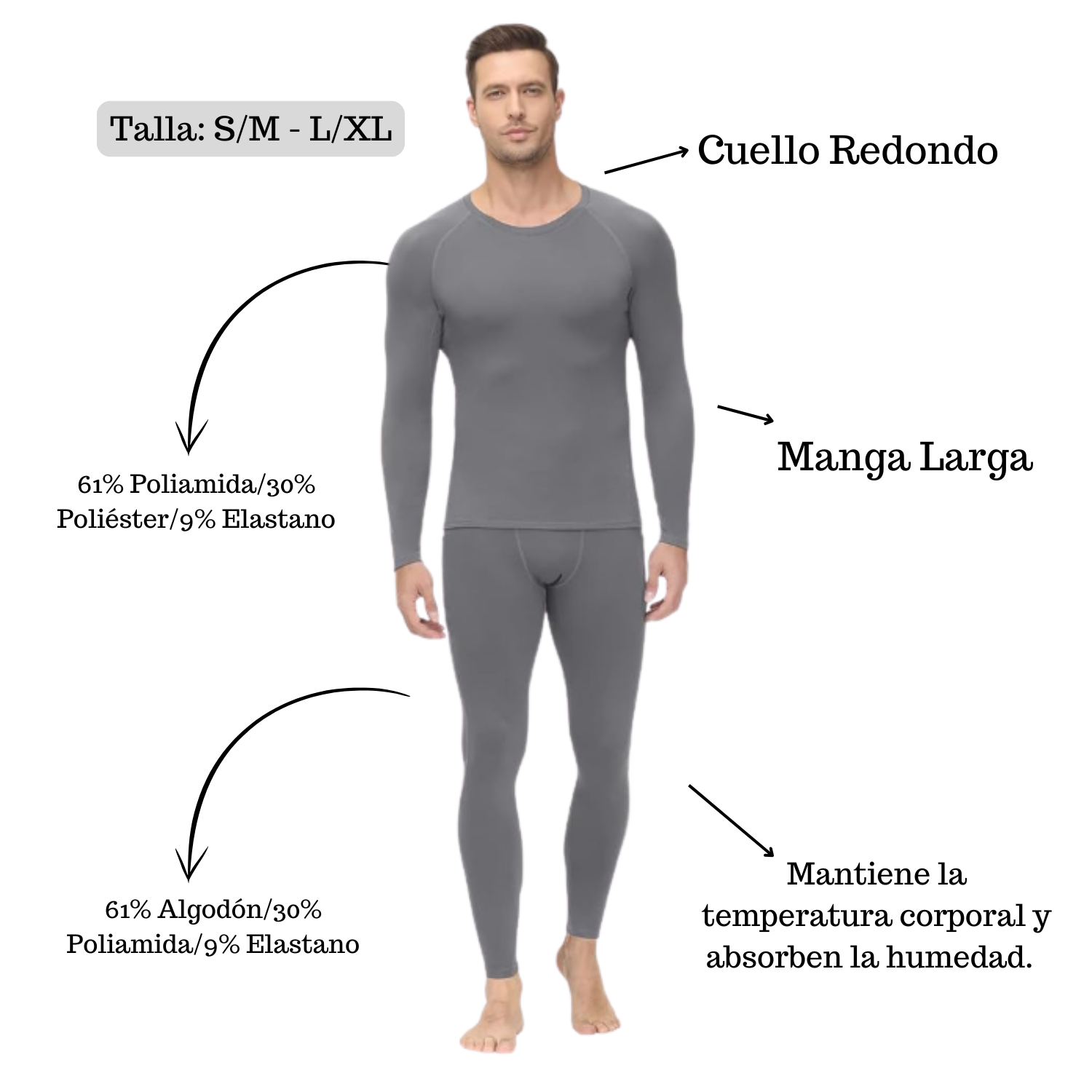 Primera Capa Hombre Camiseta Y Calza Compresion Térmicos-3