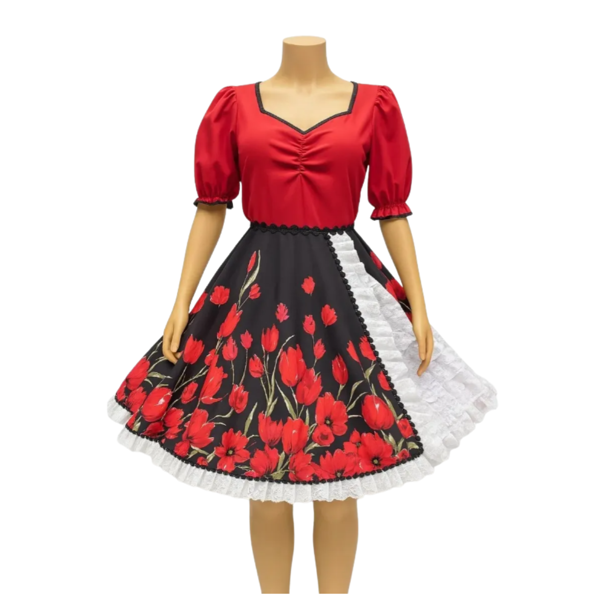 Vestido Huasa Tradicional Cueca Adulto Niña Juvenil Fiestas Patrias-1