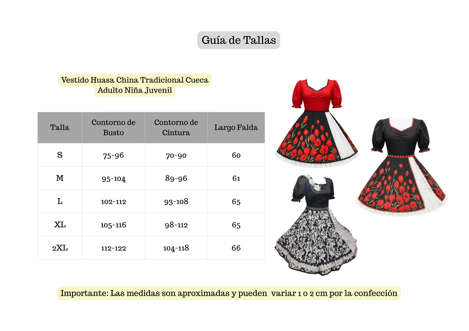 Vestido Huasa Tradicional Cueca Adulto Niña Juvenil Fiestas Patrias-2