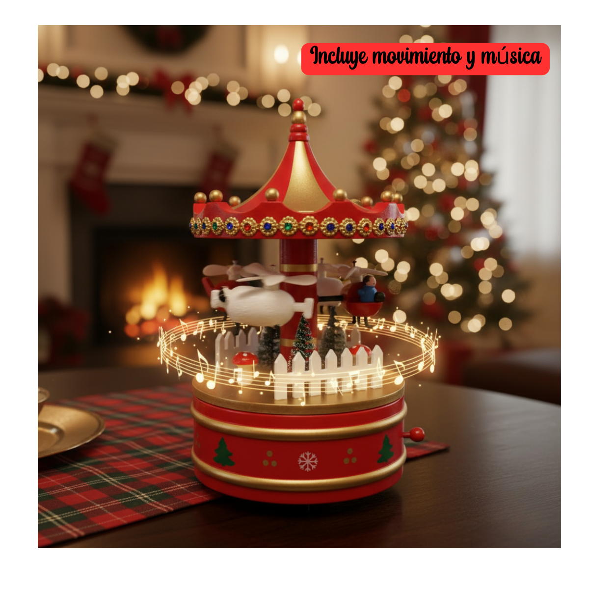 Carrusel Navideño En Movimiento Con Música A Cuerda Navidad 2025-2